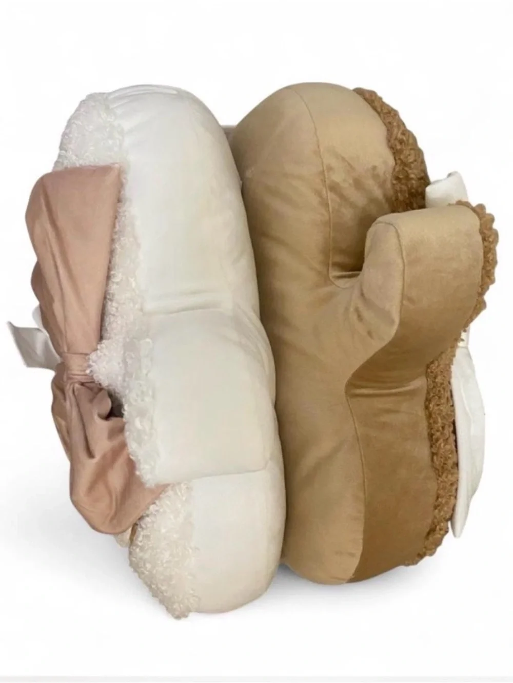2 Pack Cream Pumpkin Plush with Taupe Bow -
